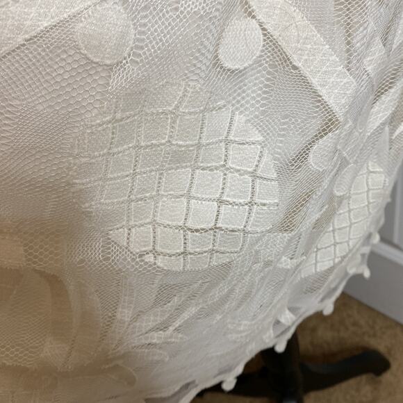 Anthropologie Maeve Pineapple Lace Fit And Flare Dress Sleeveless Size 4 Ivory - Picture 5 of 11